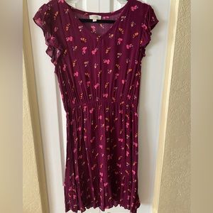 LOFT Medium Pink Floral Print Dress